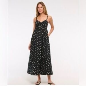 Abercrombie & Fitch Sweetheart babydoll Black and White Polka Dot Maxi Dress